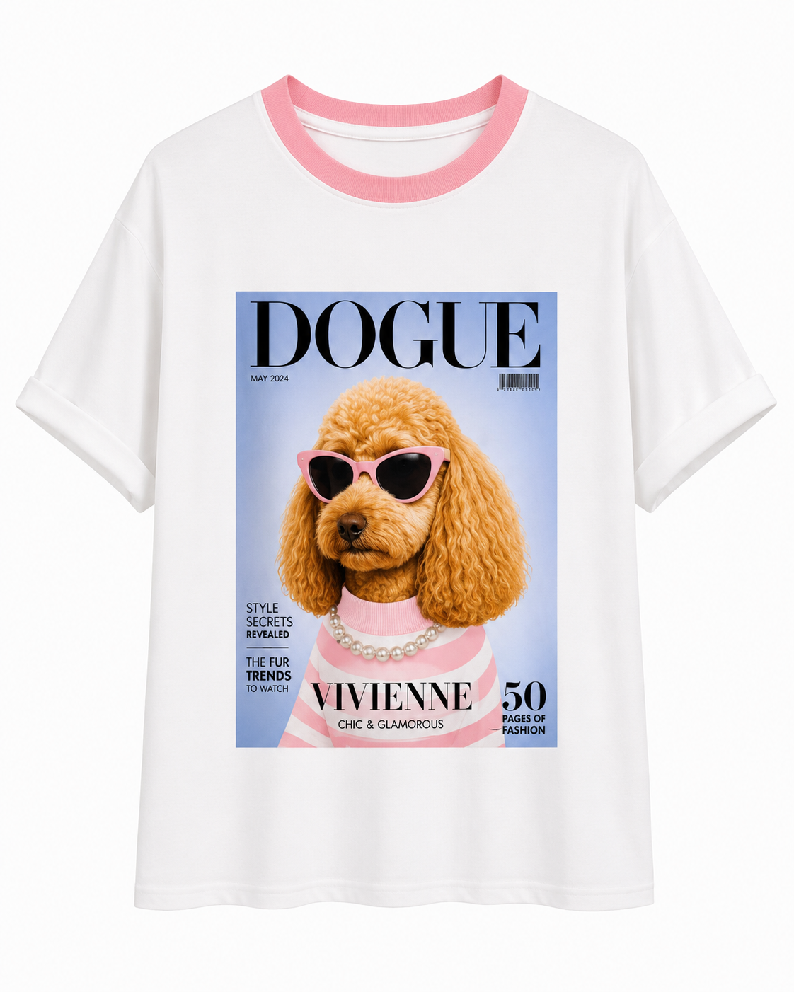 Doggie T-Shirt Cuello Rosa - Rosa